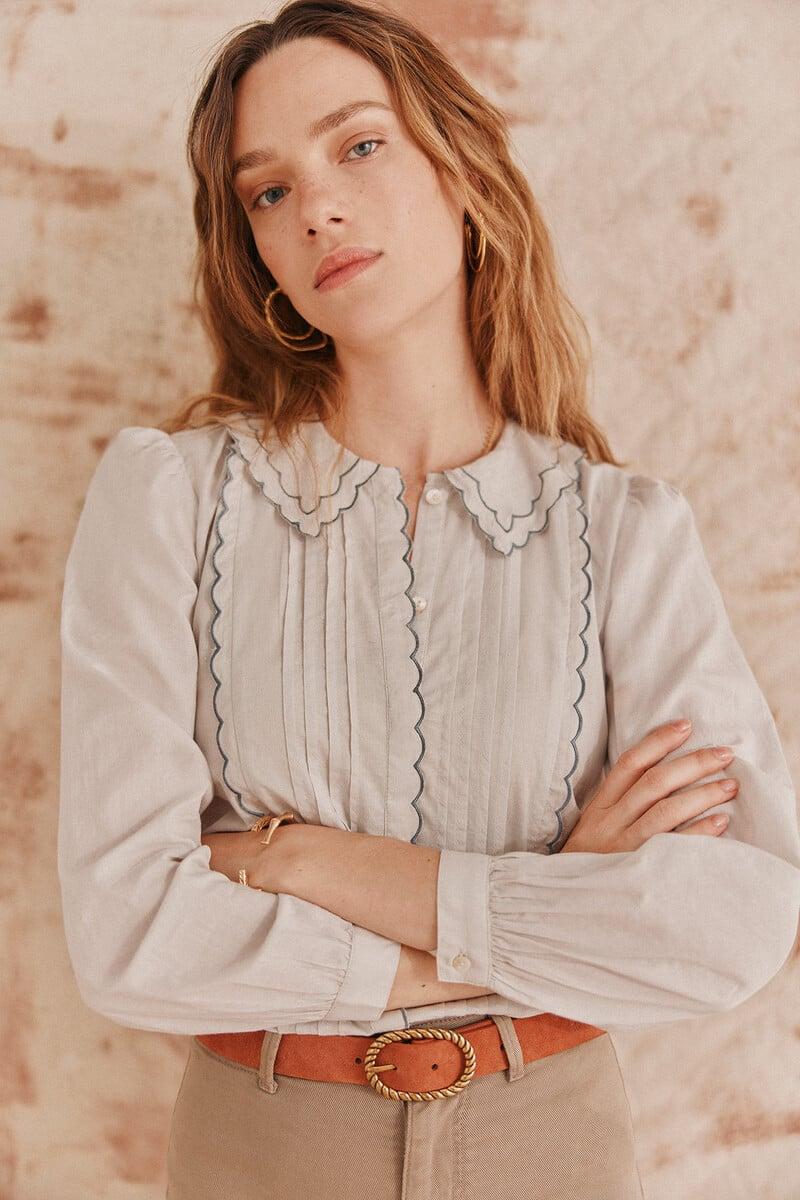 pedro del hierro Cora. Camisa cuello festoneado Rebajas top