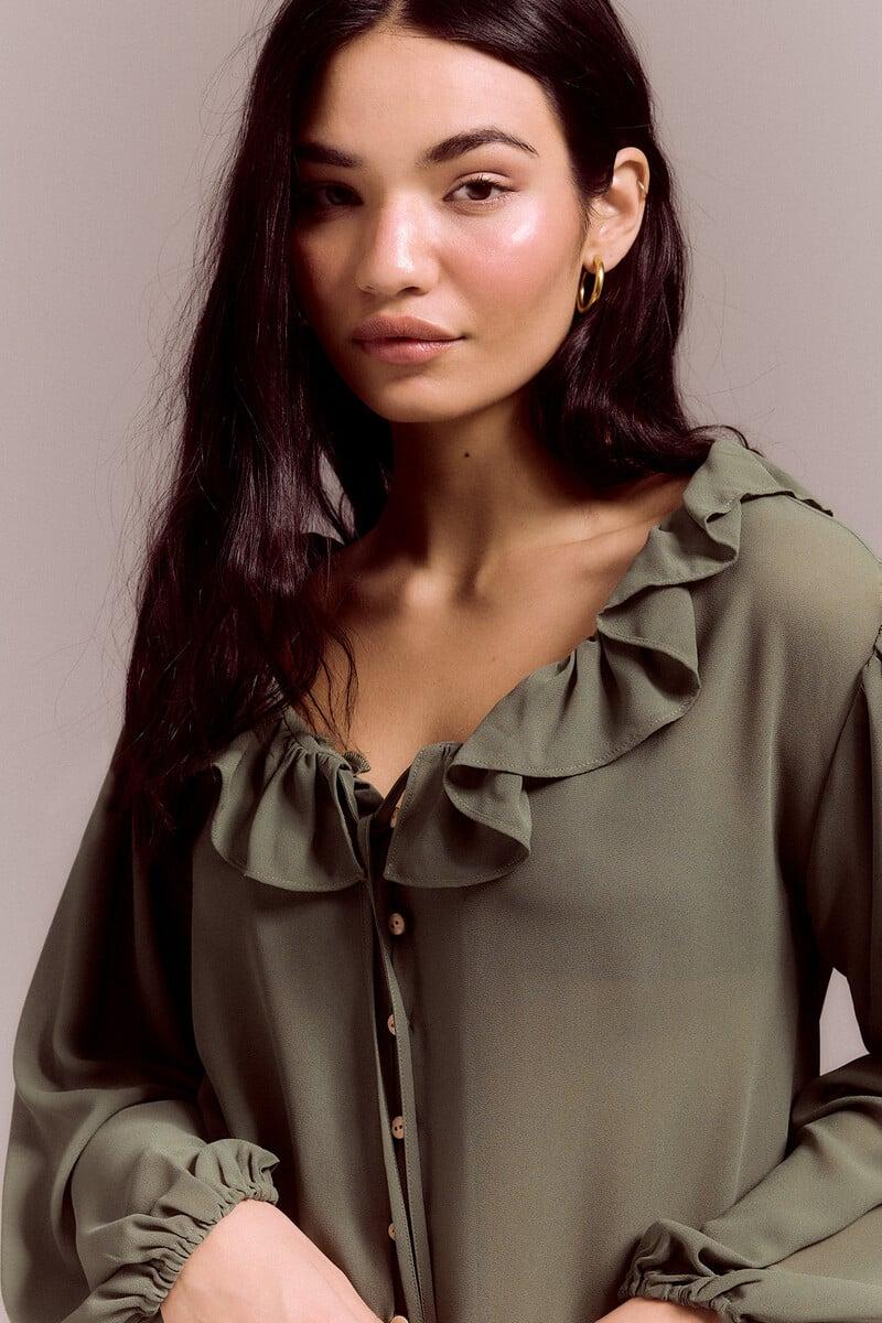pedro del hierro Blusa romántica volantes Envío gratis