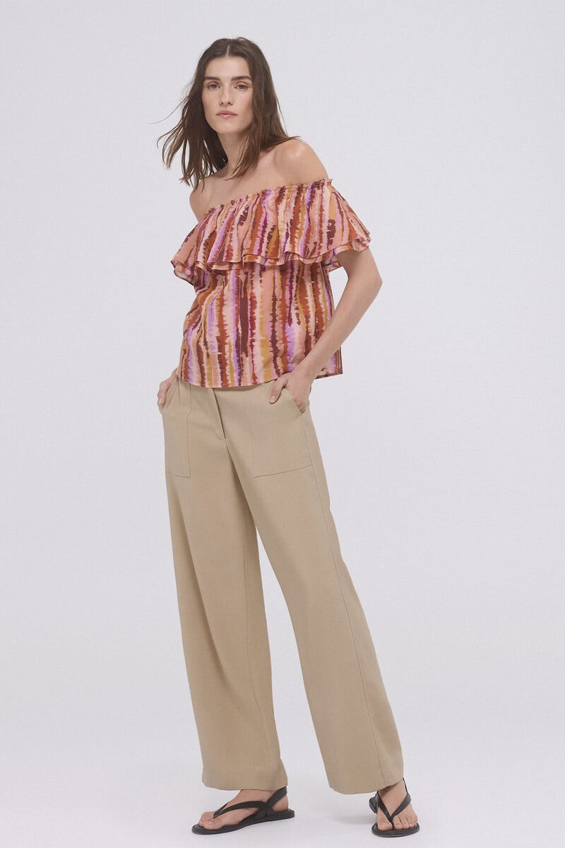 pedro del hierro Top off shoulders estampado Superdescuento