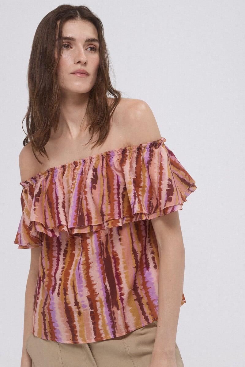 pedro del hierro Top off shoulders estampado Superdescuento