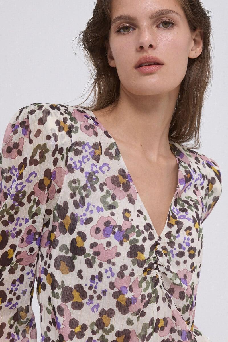 pedro del hierro Blusa estampada hombrera Descuentos del mes