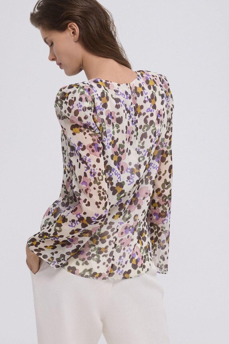 pedro del hierro Blusa estampada hombrera Descuentos del mes