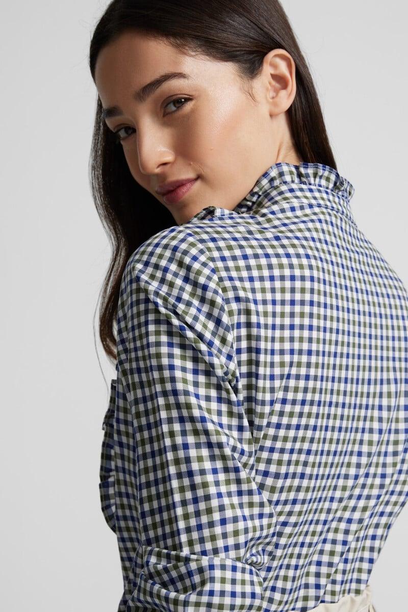 pedro del hierro Blusa chorreras cuadros Oferta exclusiva