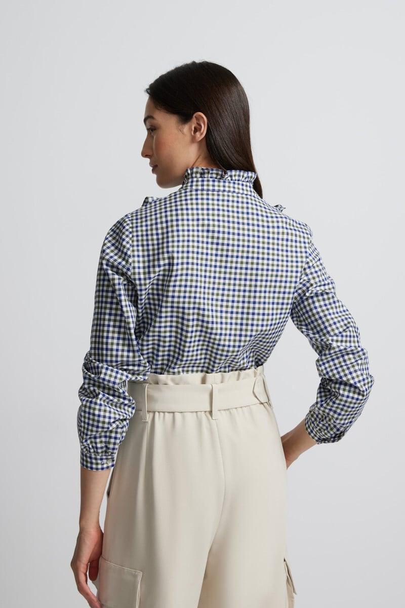 pedro del hierro Blusa chorreras cuadros Oferta exclusiva
