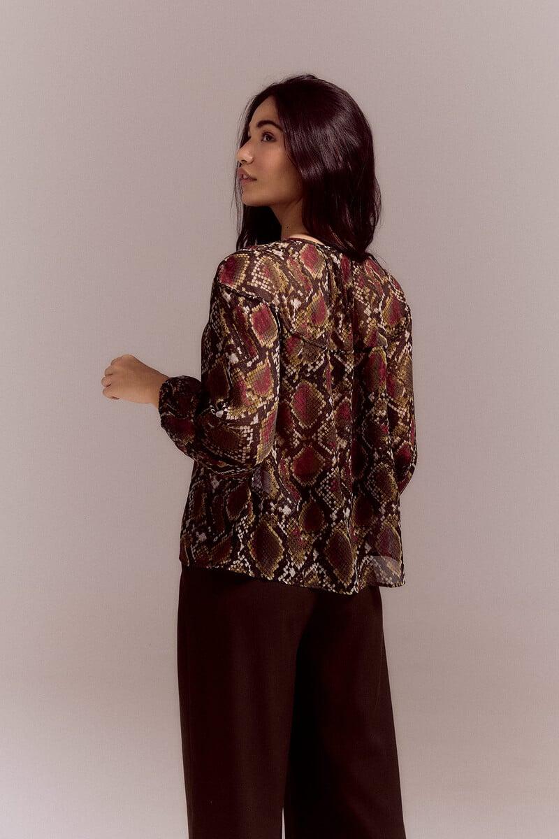 pedro del hierro Blusa canesú fruncido Última moda