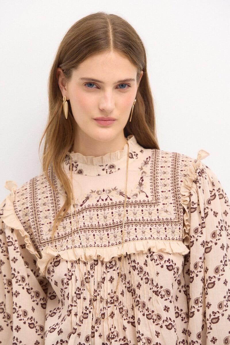 pedro del hierro Carmela. Blusa pechera bordadaestampada Ofertas