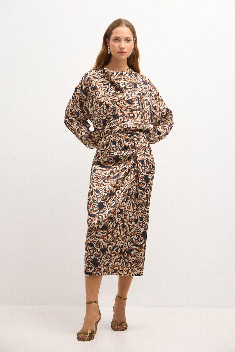 pedro del hierro Ciara. Blusa estampada drapeado Gran oferta