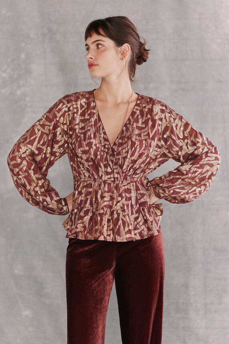 pedro del hierro Cece. Blusa jacquard dorado Envío gratis