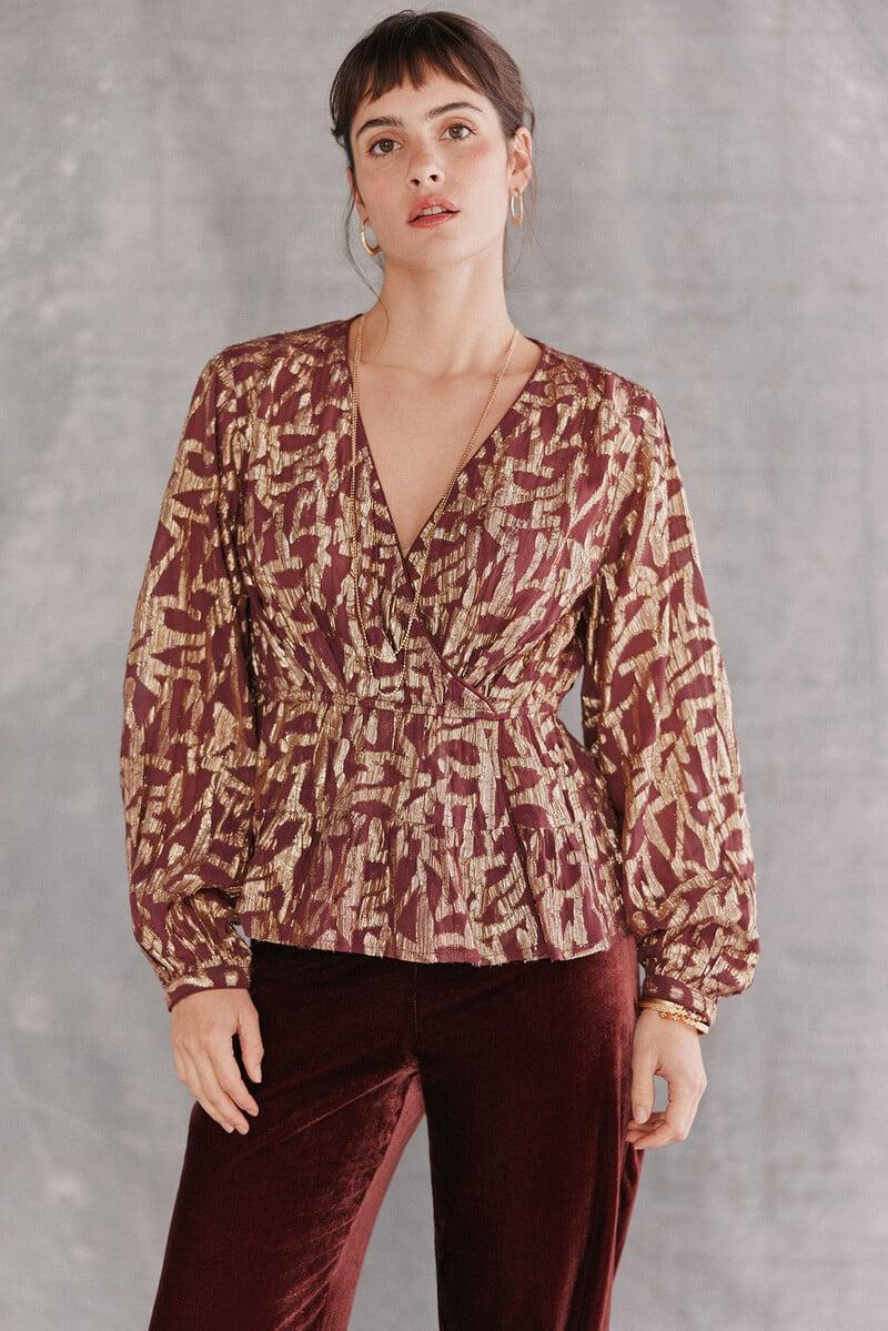 pedro del hierro Cece. Blusa jacquard dorado Envío gratis