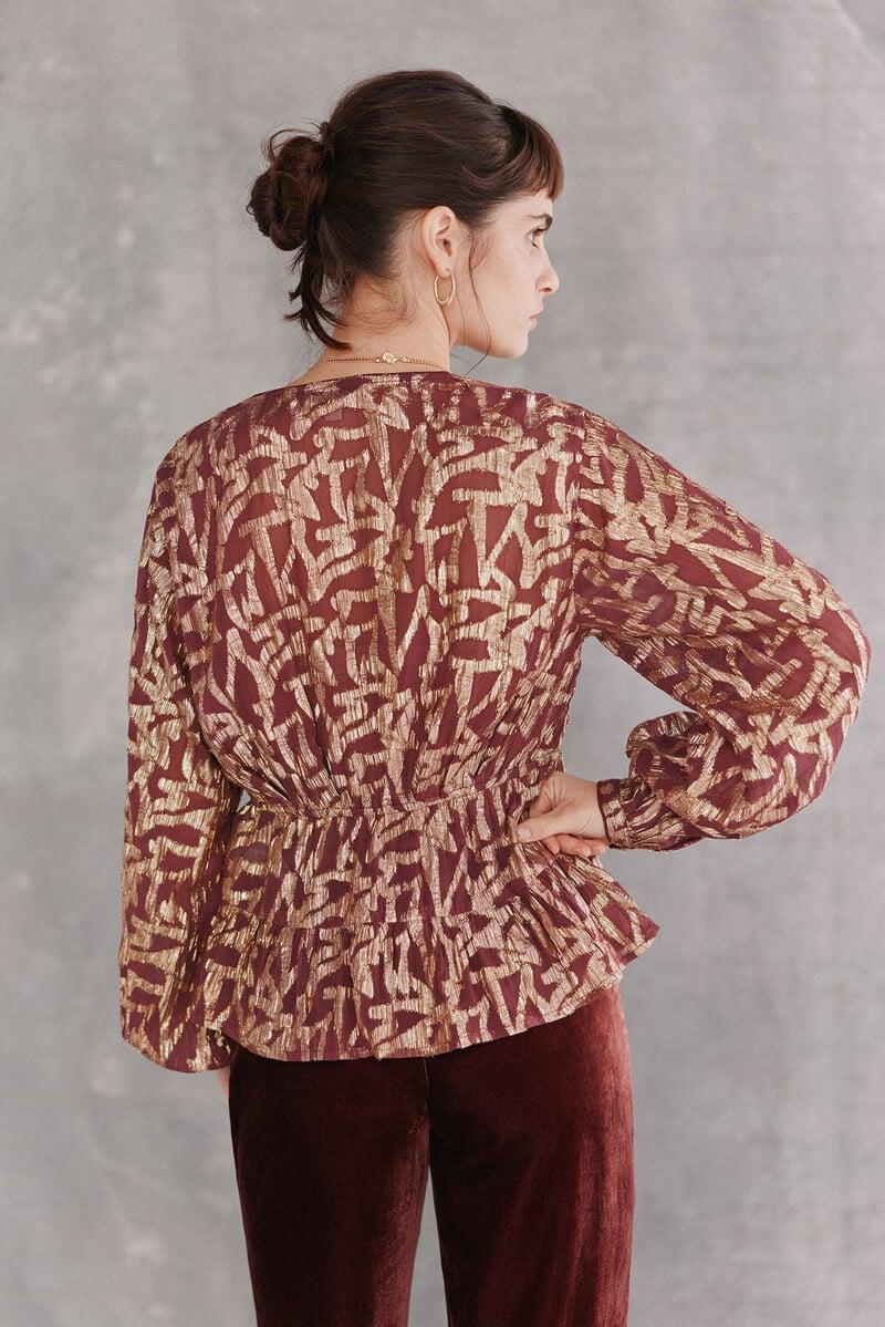 pedro del hierro Cece. Blusa jacquard dorado Envío gratis