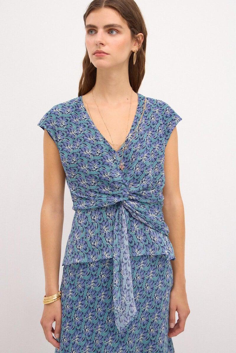 pedro del hierro Camelia. Top nudo estampado lurex Solo hoy
