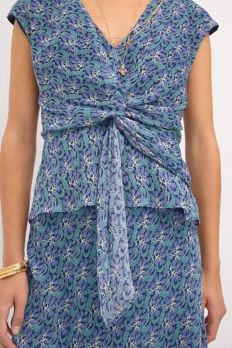 pedro del hierro Camelia. Top nudo estampado lurex Solo hoy