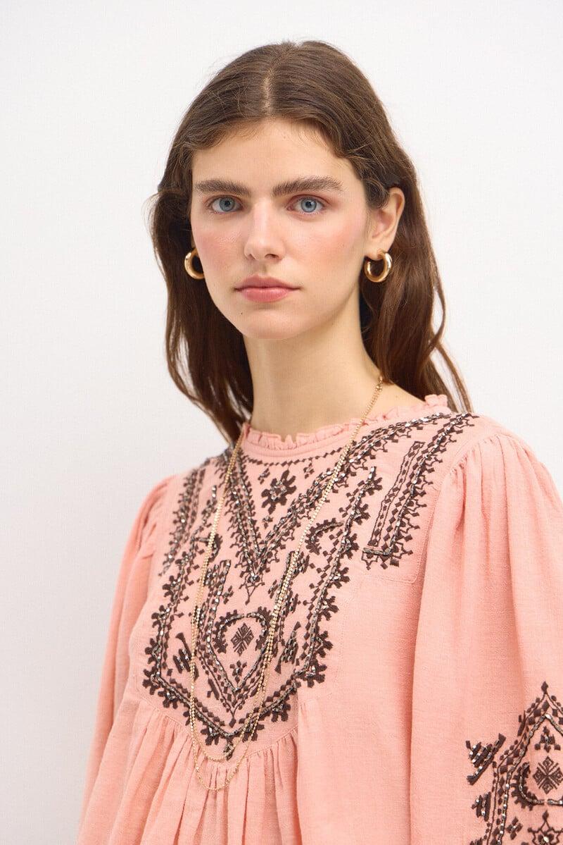 pedro del hierro Cleo. Blusa bordado étnico Tienda de fábrica