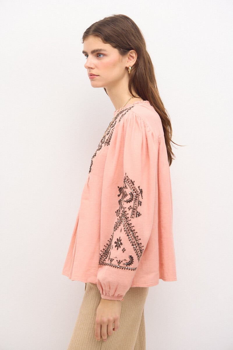 pedro del hierro Cleo. Blusa bordado étnico Tienda de fábrica