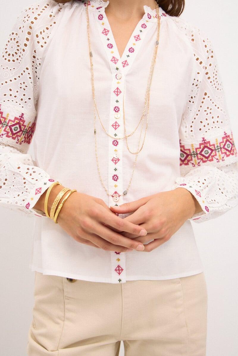 pedro del hierro Rebeca. Camisa bordada Ahorra y exporta