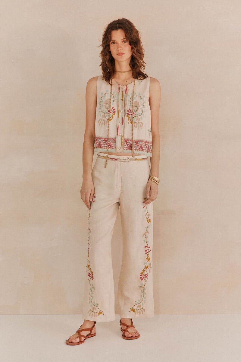 pedro del hierro Paula. Pantalones bordados Rebajas top