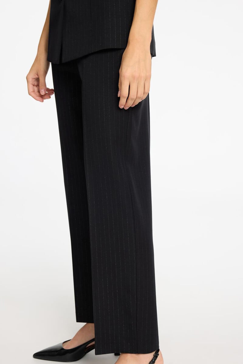 pedro del hierro Pantalón de traje wide leg con detalle de raya diplomática en plateado Última moda