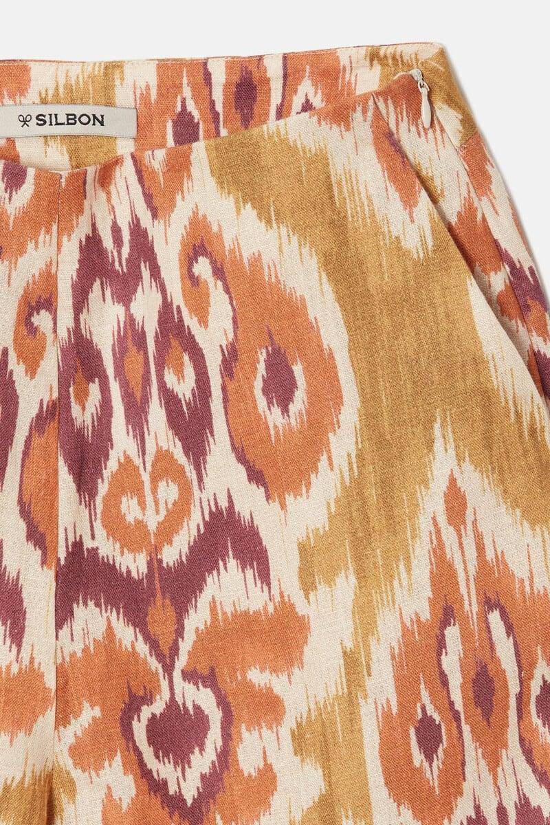 pedro del hierro Pantalón lino estampado ikat Liquidación