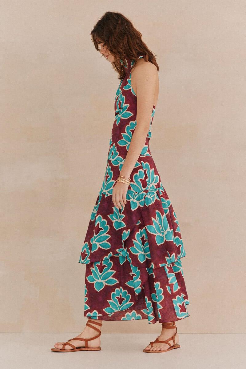 pedro del hierro Rosa. Falda estampada volantes En oferta