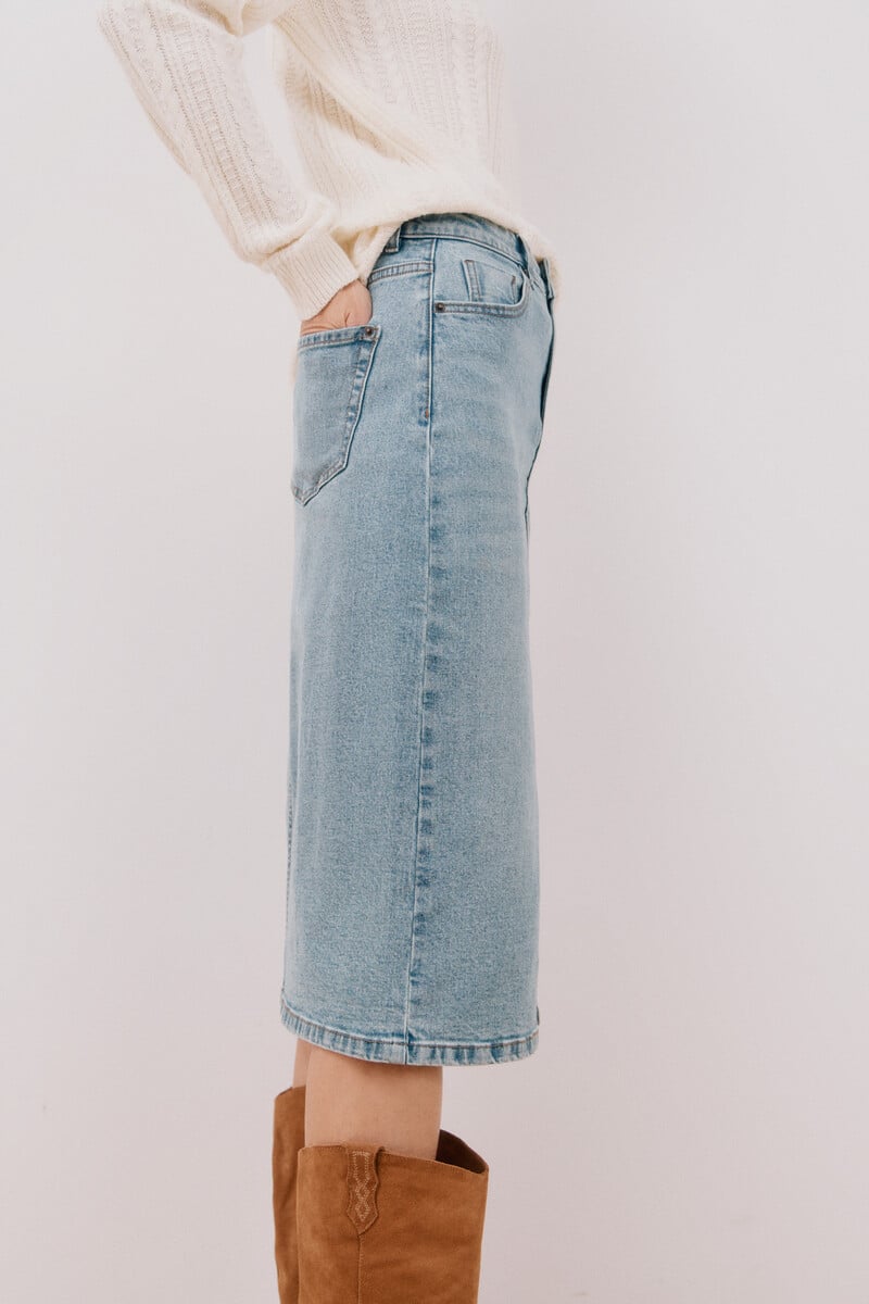 pedro del hierro Falda midi vaquera Descuento
