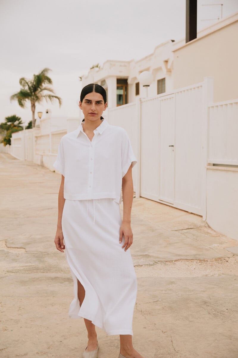 pedro del hierro Falda Midi de lino. Regular Fit Liquidación