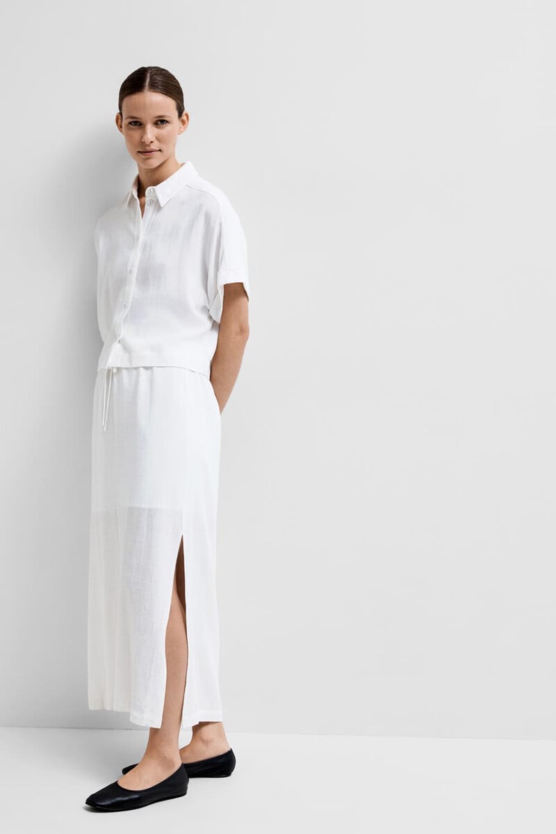 pedro del hierro Falda Midi de lino. Regular Fit Liquidación