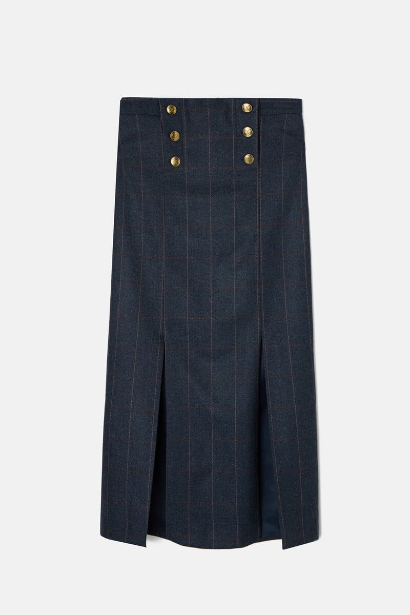 pedro del hierro Falda midi espiga cuadros