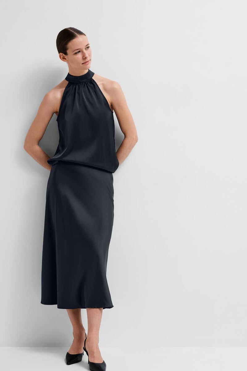 pedro del hierro Falda Midi satinada confeccionada con materiales reciclados En oferta