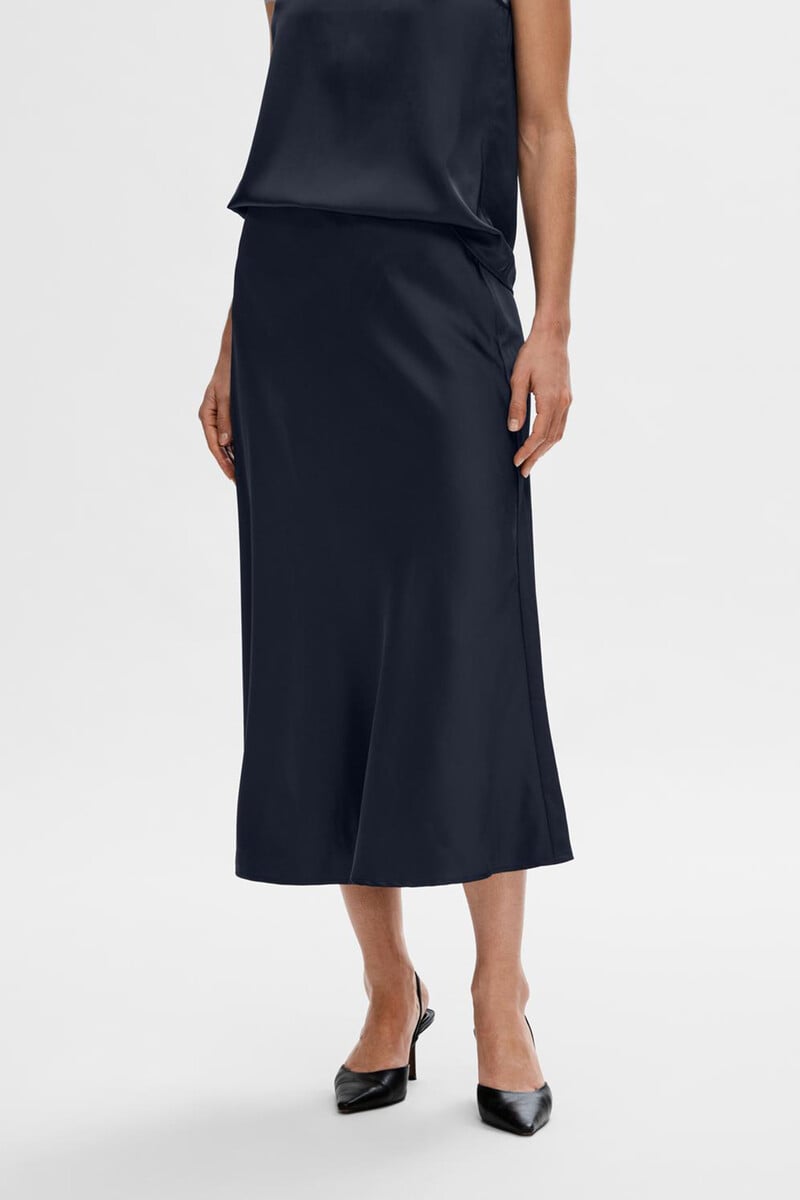pedro del hierro Falda Midi satinada confeccionada con materiales reciclados En oferta