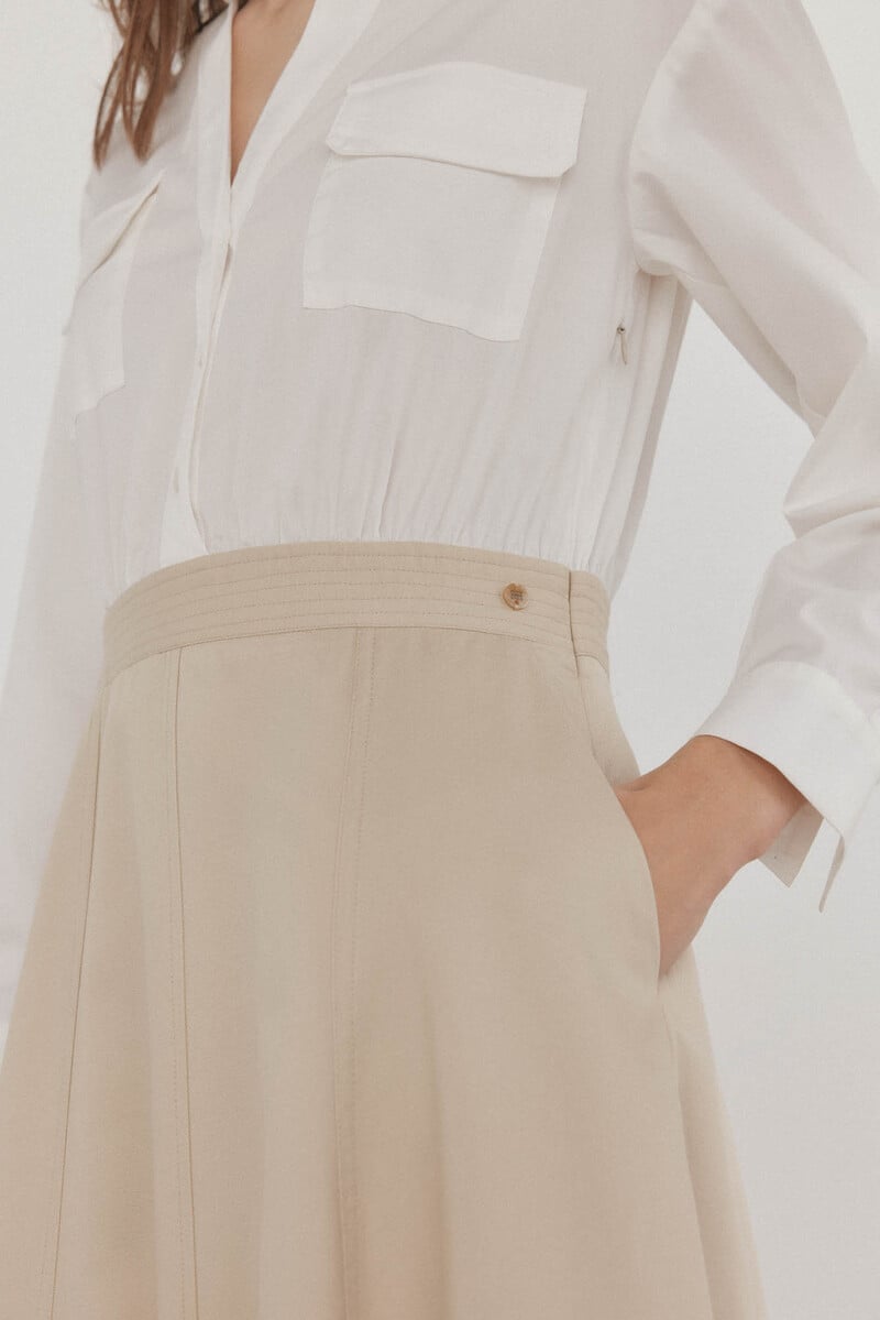 pedro del hierro Vestido camisero en dos tejidos Rebajas de fábrica