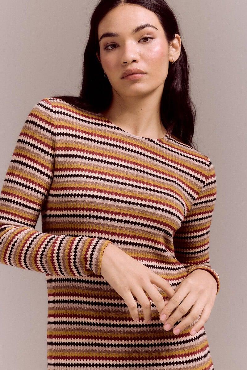pedro del hierro Vestido estructura rayas multicolor Tienda