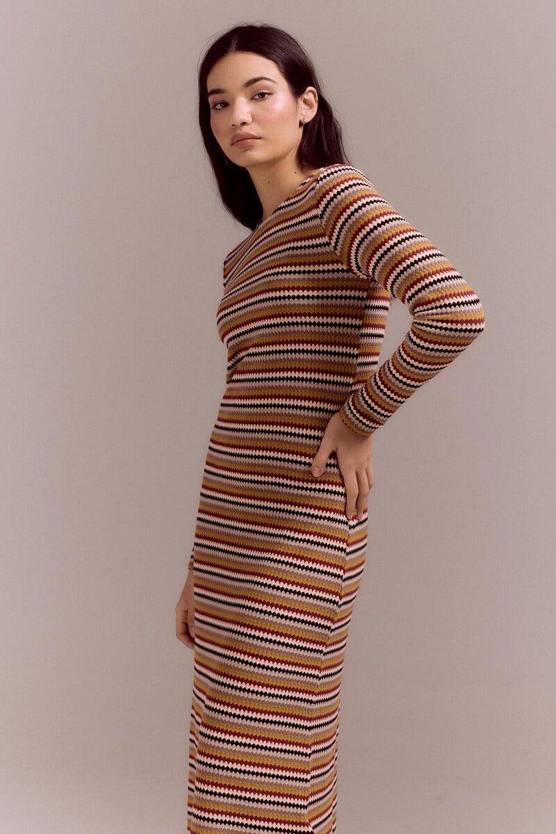 pedro del hierro Vestido estructura rayas multicolor Tienda