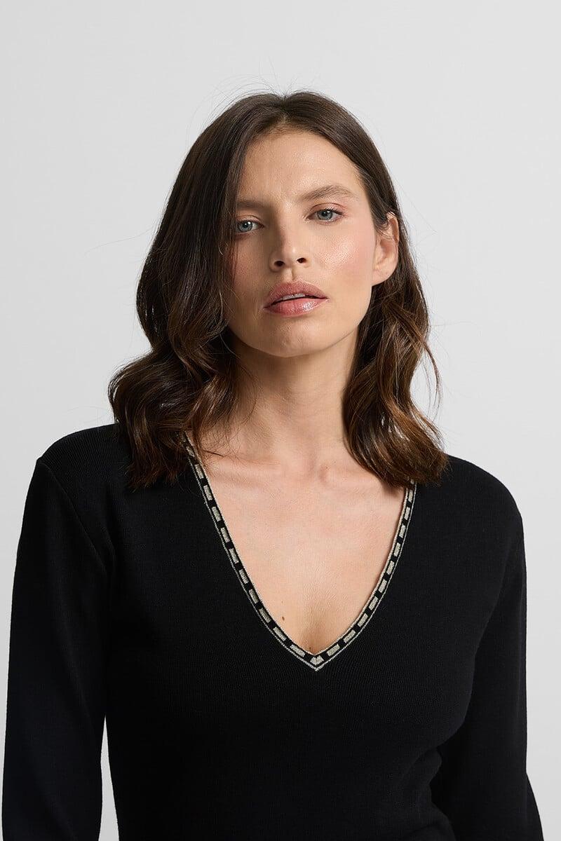 pedro del hierro Vestido punto midi escote Mejor oferta