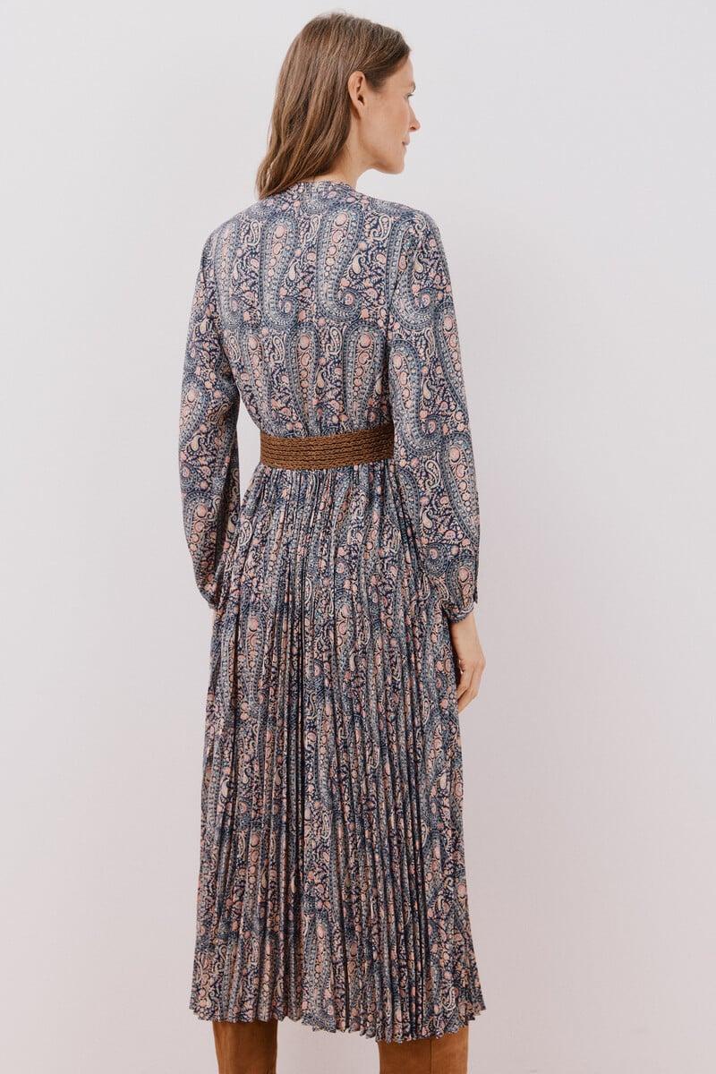pedro del hierro Vestido estampado plisado COMPRAR AHORA