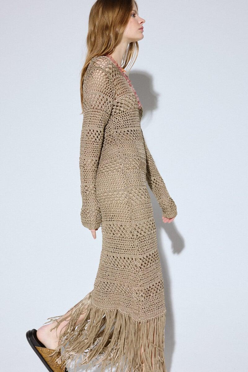 pedro del hierro Vestido punto flecos Precio de fábrica