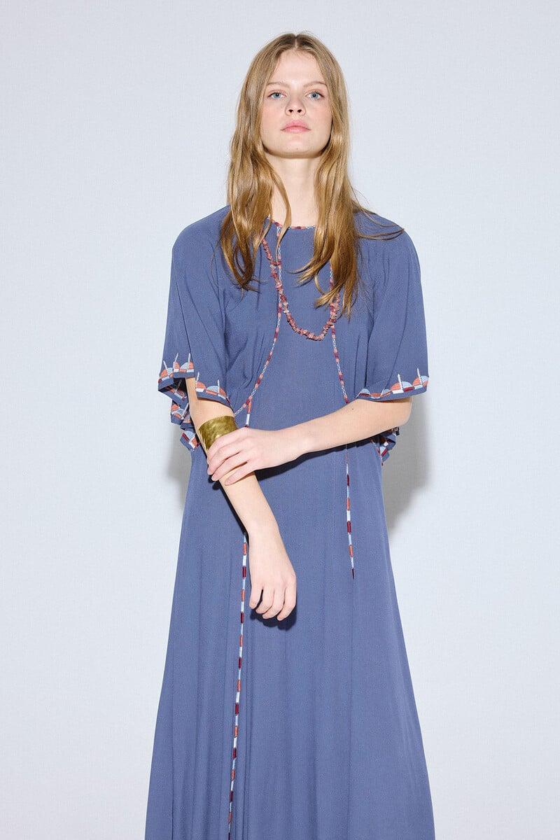 pedro del hierro Vestido manga capa bordado Descuento