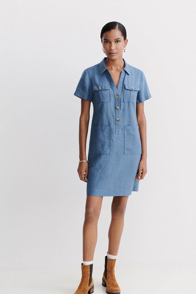 pedro del hierro Vestido laure 100 % lino Mejor oferta