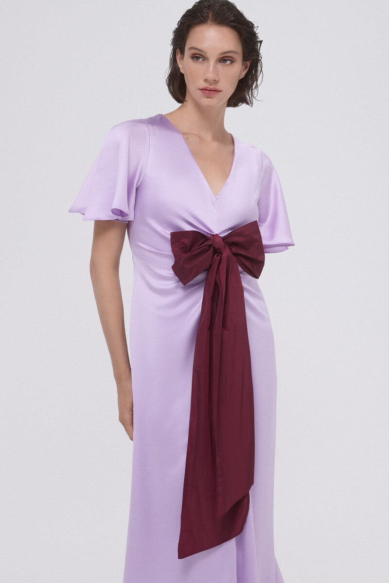 pedro del hierro Vestido frunces con lazo contraste
