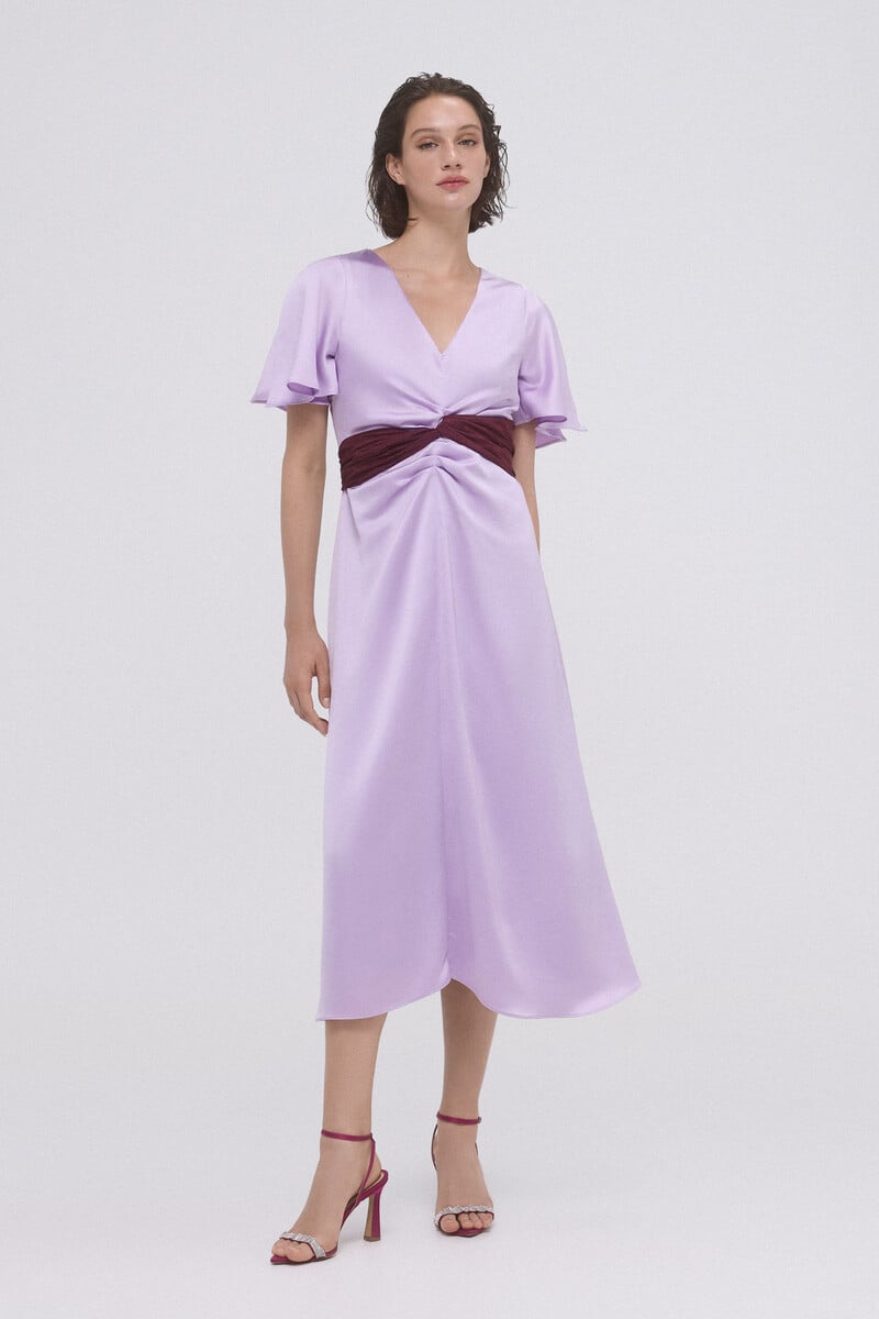 pedro del hierro Vestido frunces con lazo contraste Rebajas top