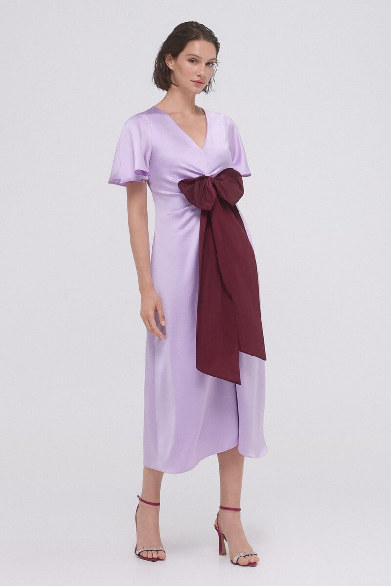 pedro del hierro Vestido frunces con lazo contraste Rebajas top