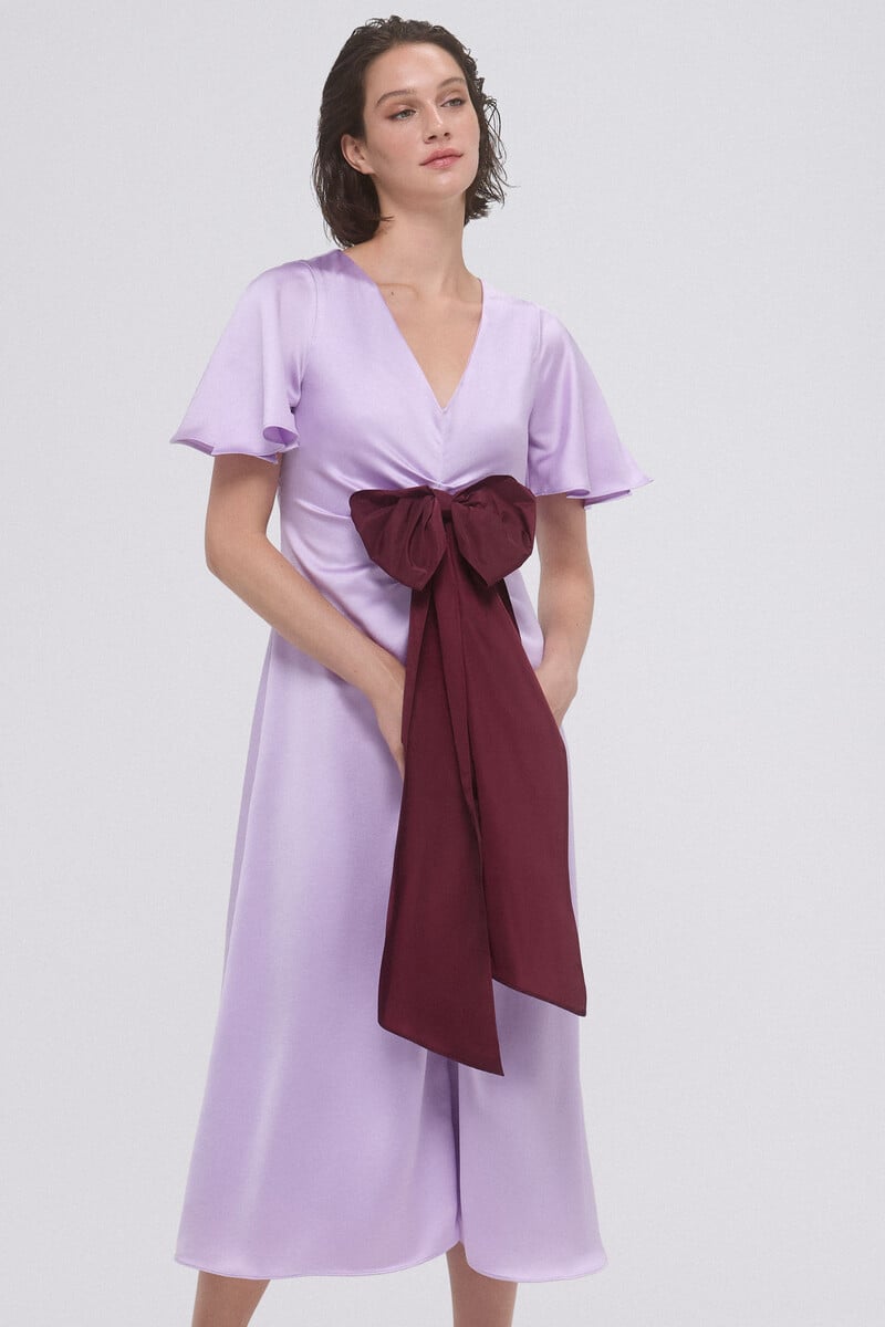 pedro del hierro Vestido frunces con lazo contraste Rebajas top