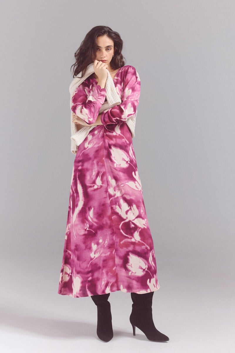 pedro del hierro Vestido estampado detalle frunce Oferta especial