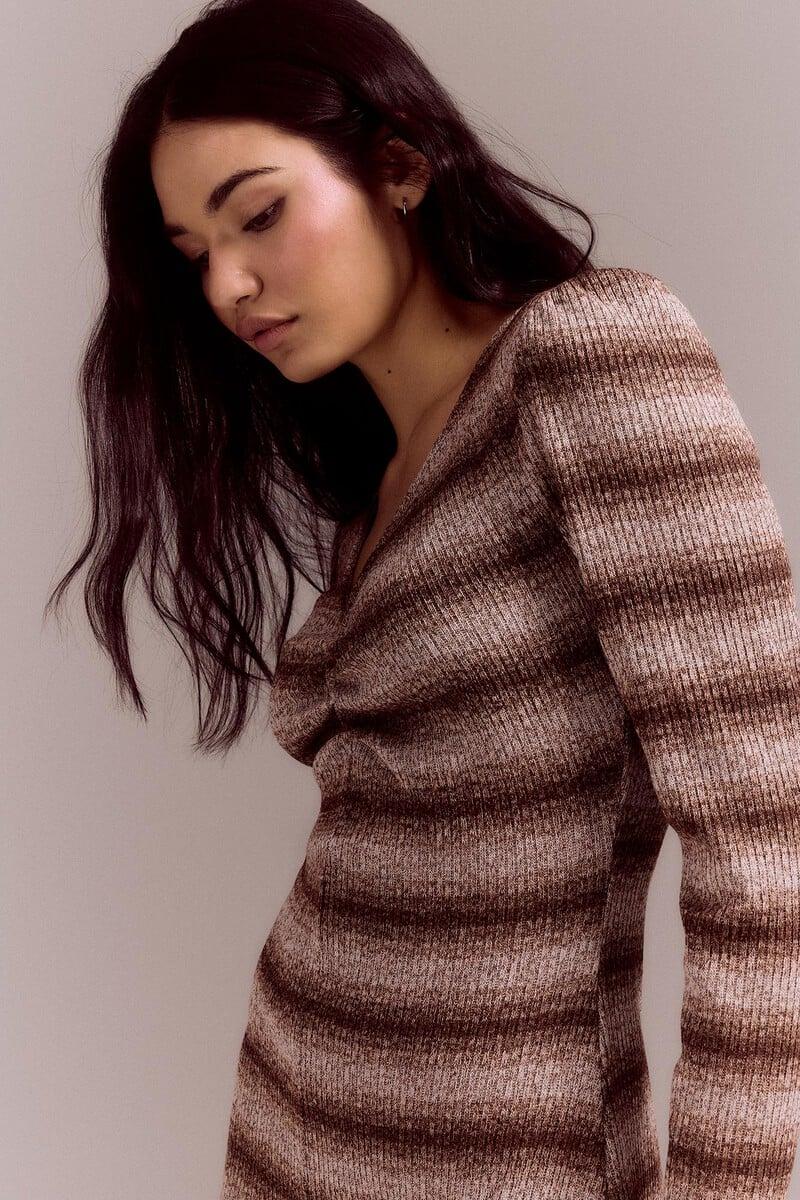 pedro del hierro Vestido punto frunce rayas Último día