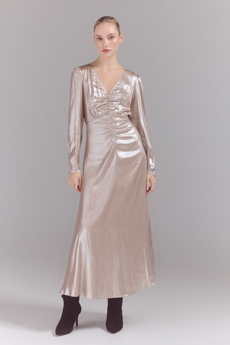 pedro del hierro Vestido tejido laminado plata Oferta especial de fábrica