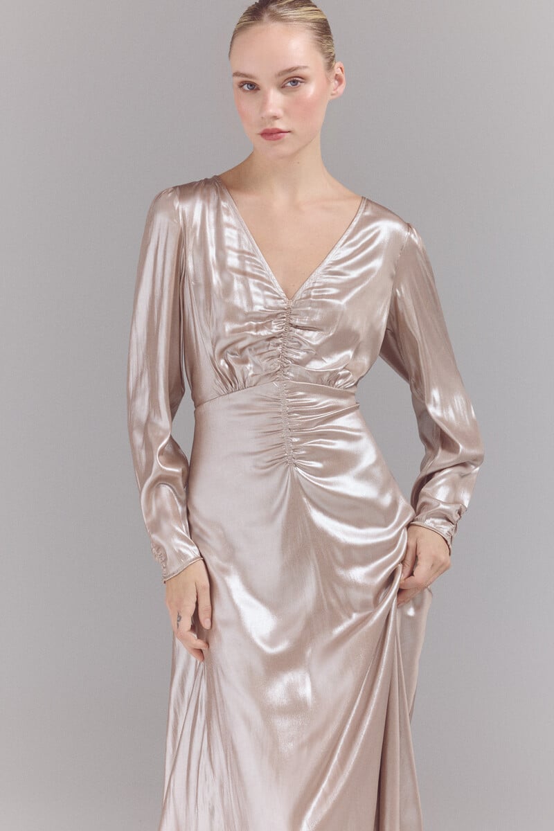 pedro del hierro Vestido tejido laminado plata Oferta especial de fábrica