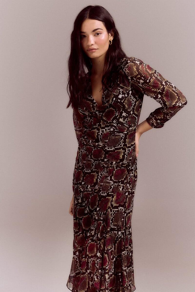 pedro del hierro Vestido estampado serpiente Ahorra y exporta