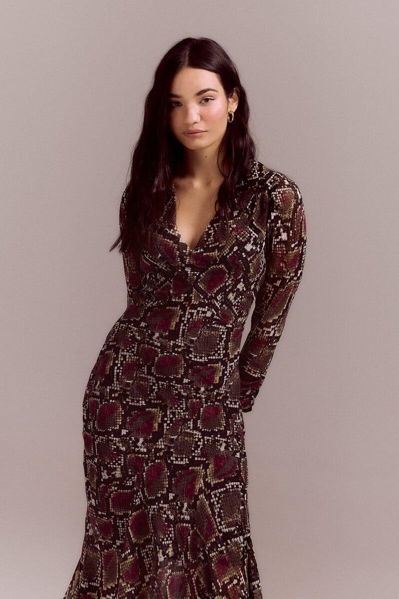 pedro del hierro Vestido estampado serpiente Ahorra y exporta