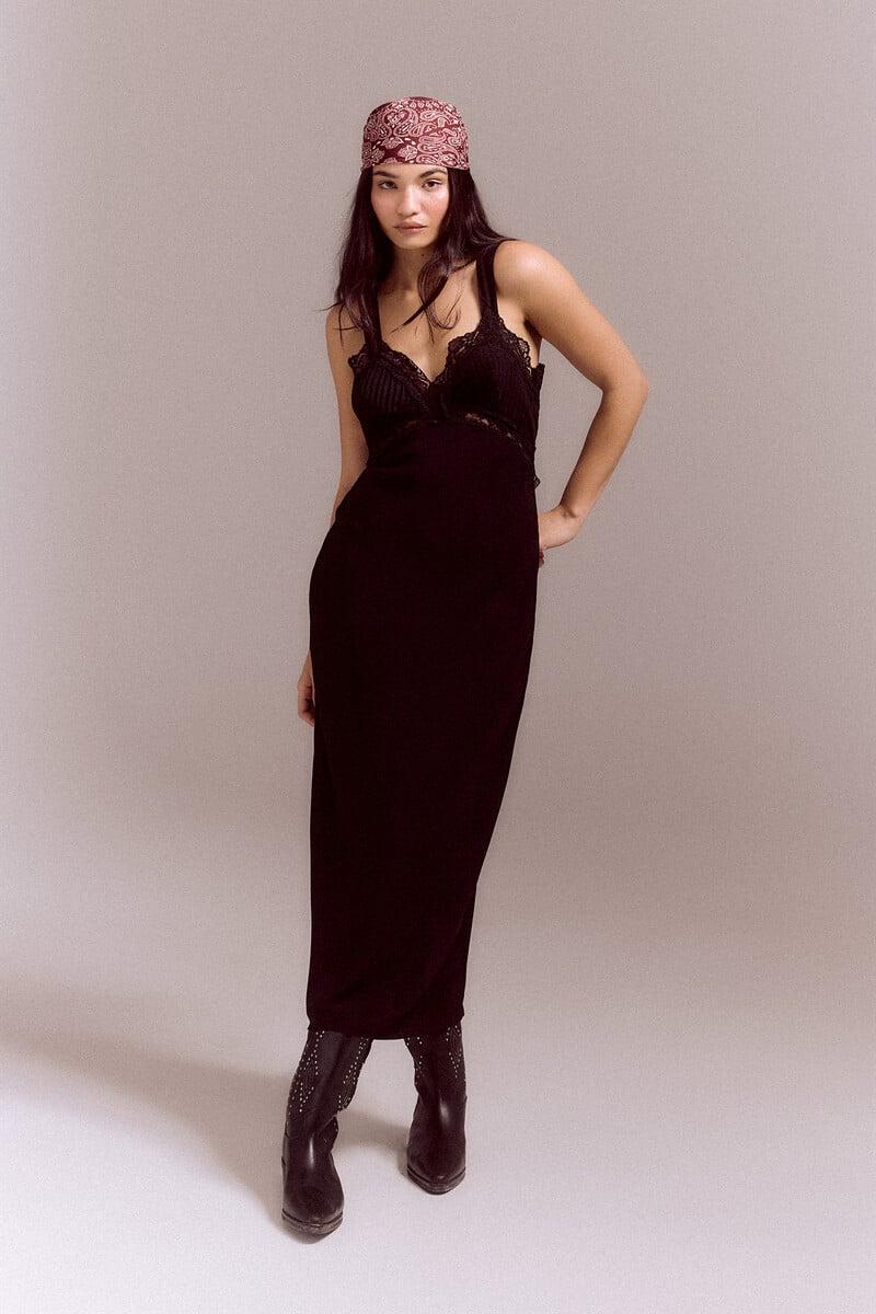 pedro del hierro Vestido lencero negro En oferta