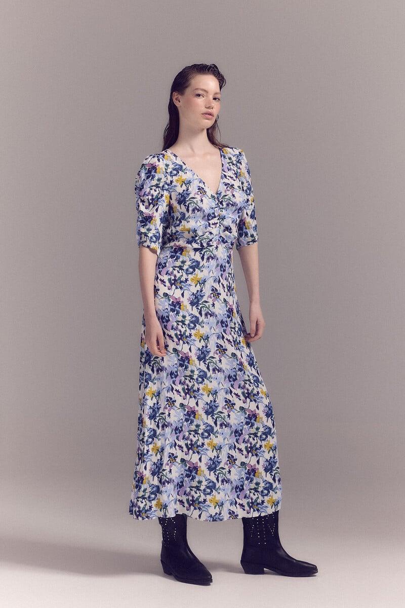 pedro del hierro Vestido estampado detalle fruncido Ofertas especiales