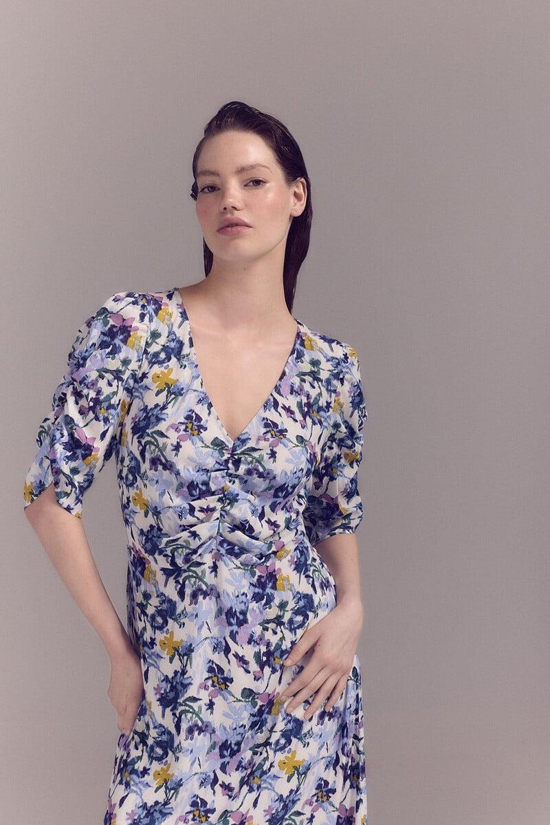 pedro del hierro Vestido estampado detalle fruncido Ofertas especiales